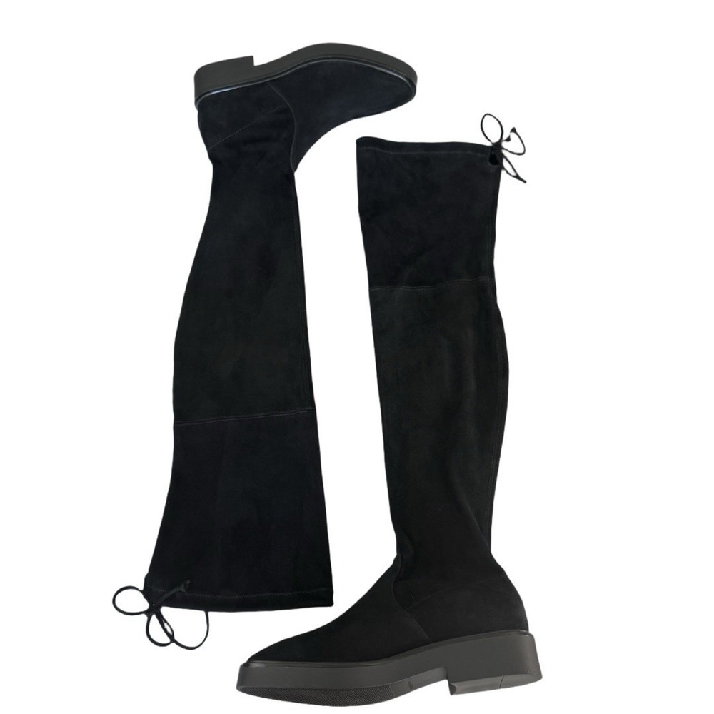 Stuart Weitzman‎ Mara Boots Women's Size 9.5 B Black Suede Stretch Satin Lined - Picture 9 of 9